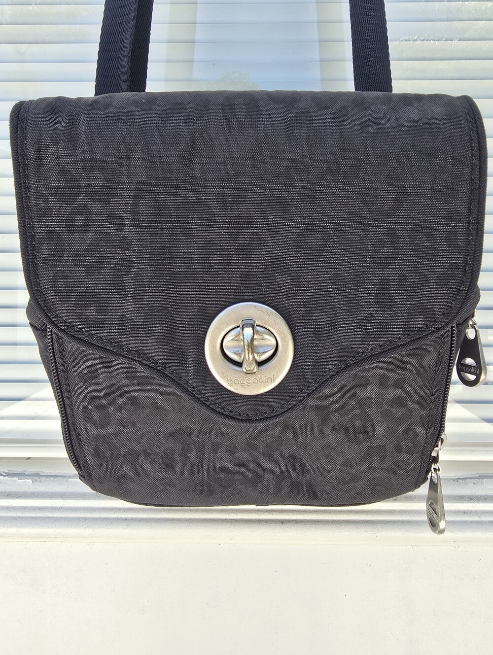 Baggallini Black Subtle Leopard-Print Crossbody